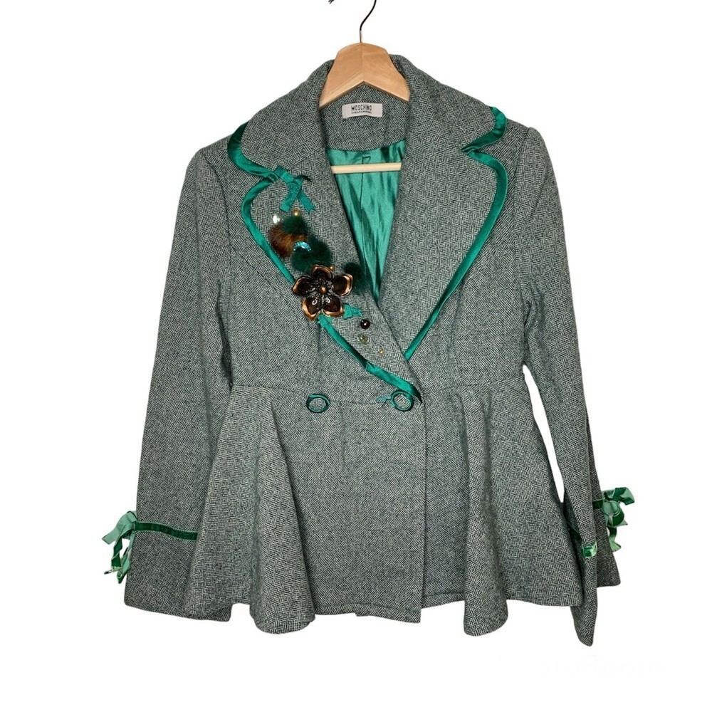 Vintage MOSCHINO CHEAP AND CHIC 80s 90s Green Double Breasted Blazer